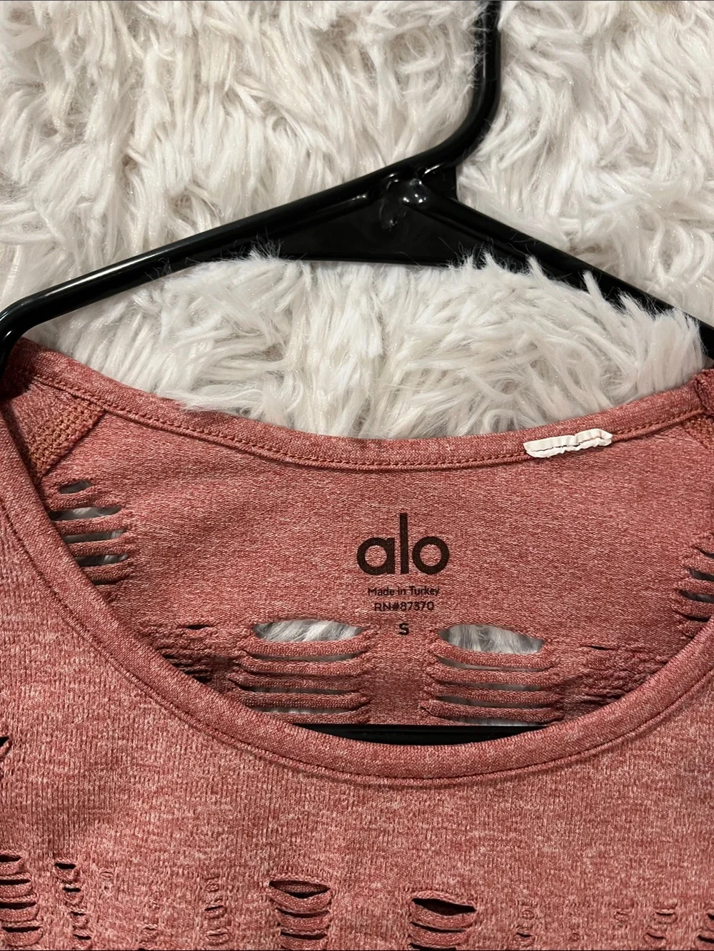 Alo Yoga Wanderer Long Sleeve Women Shirt Top Fishnet Small Amber